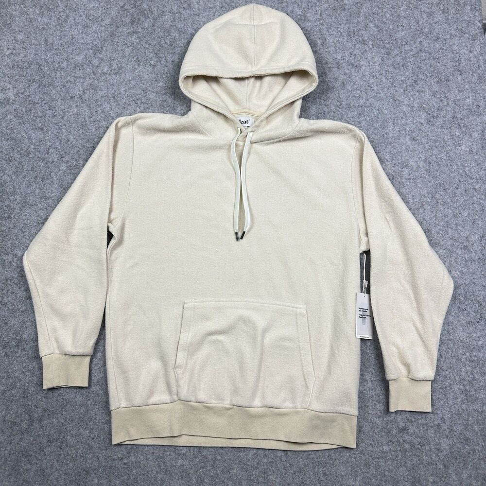 Feat Blanket Blend Hoodie Mens XL Oatmilk Cozy Athleisure Lounge Pockets NEW